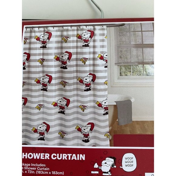 Peanuts Bath Peanuts Snoopy Shower Curtain Christmas Woodstock